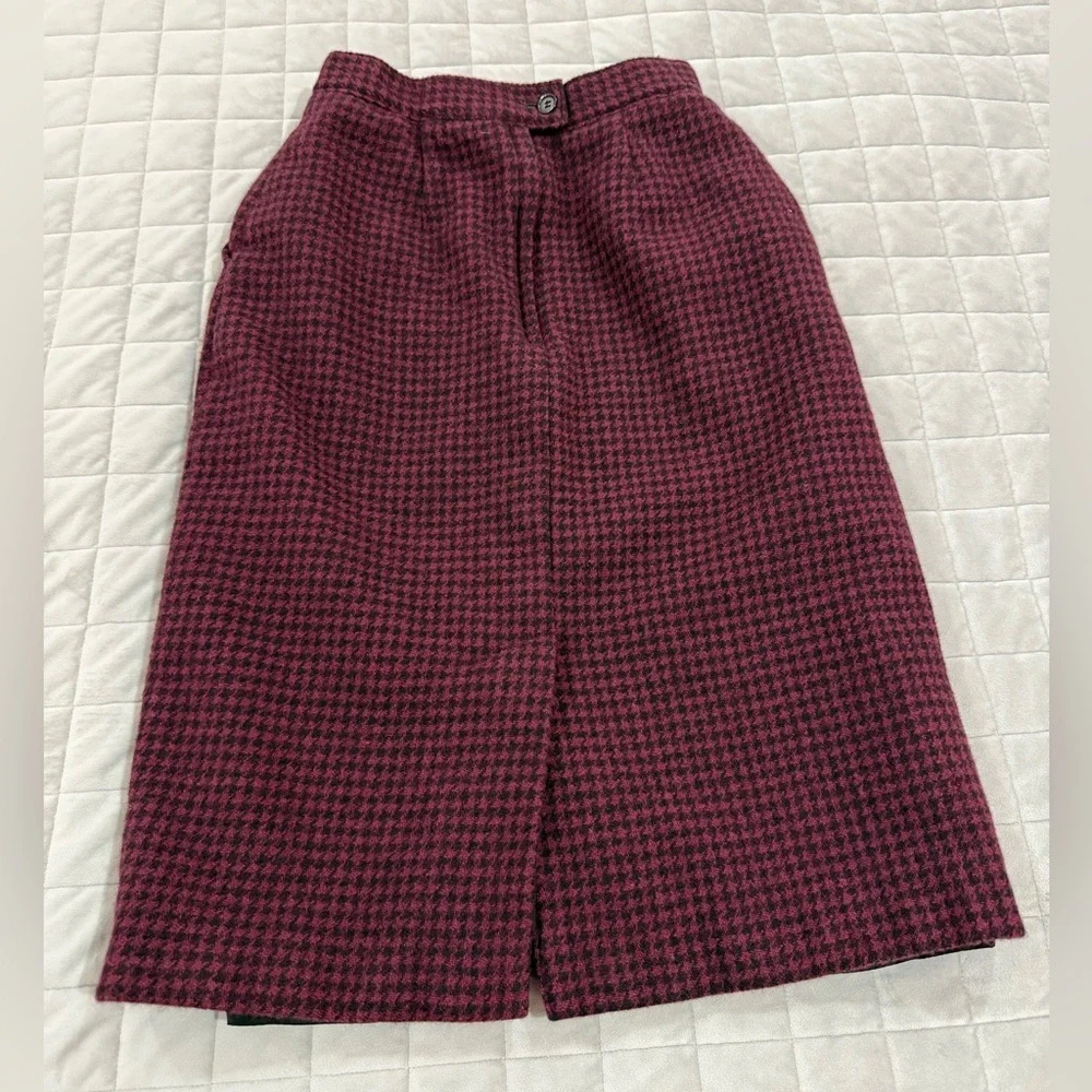 Vintage Giorgio Sant'Angelo Wool Skirt Houndstooth Red & Black/size 6